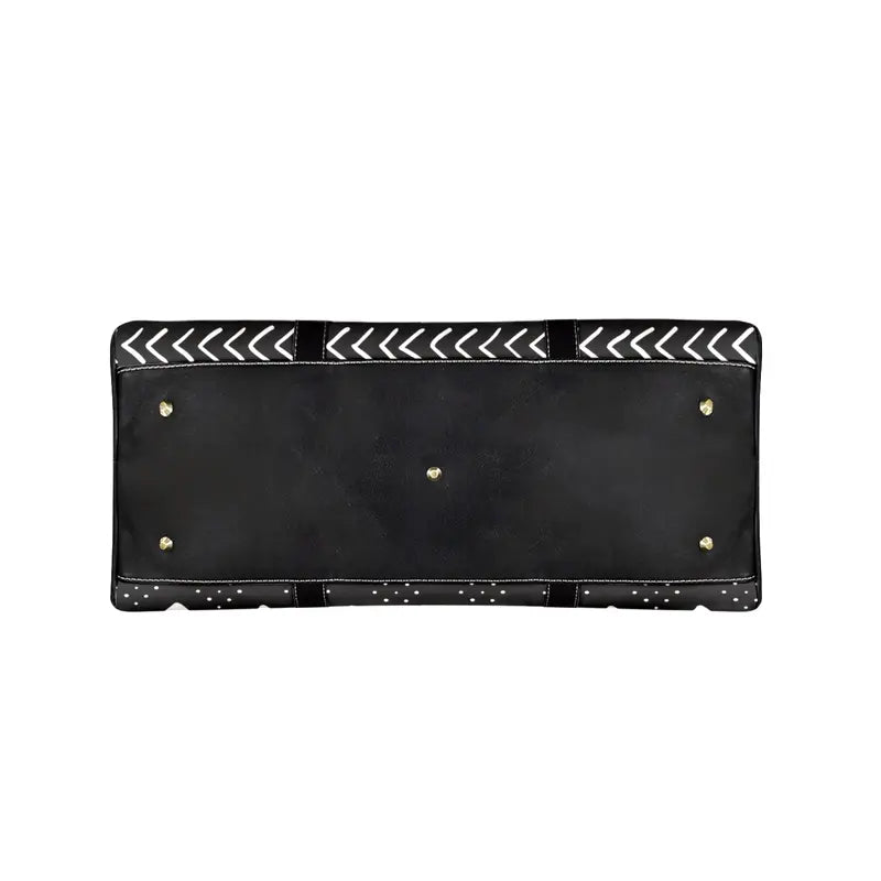 African Leather Bag for Travel Traditional Mali Print