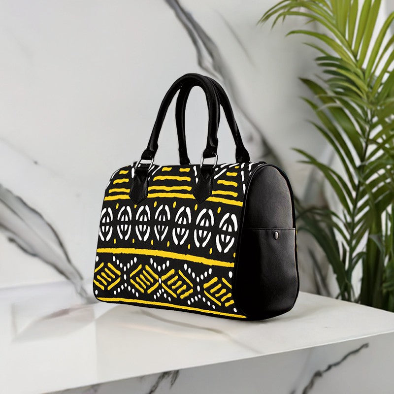 African Handbag with Boston Bogolan Native Print - Stylish & Culturally Rich