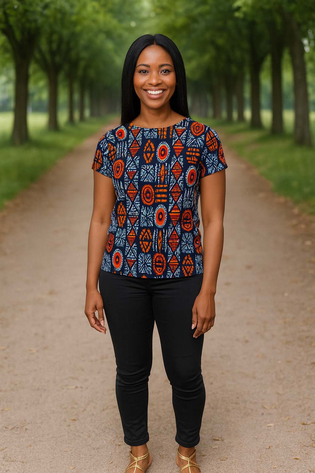Adire African Pattern T-Shirt – Handcrafted Indigo-Dyed Tee