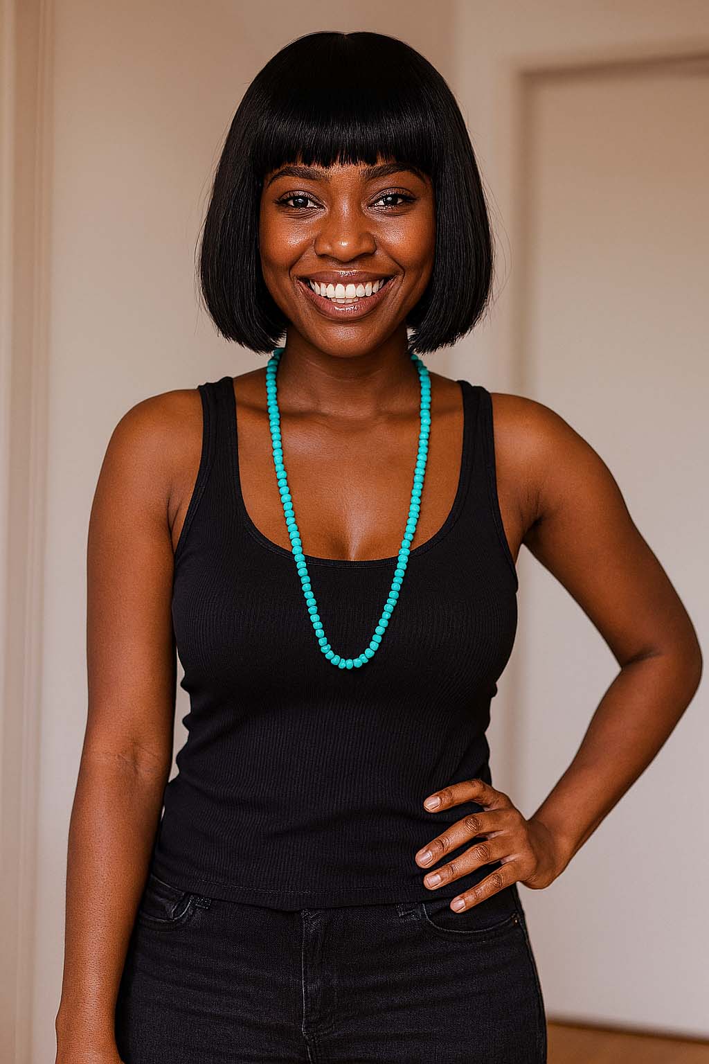 African Beaded Traditional Necklace | Coral Turquoise