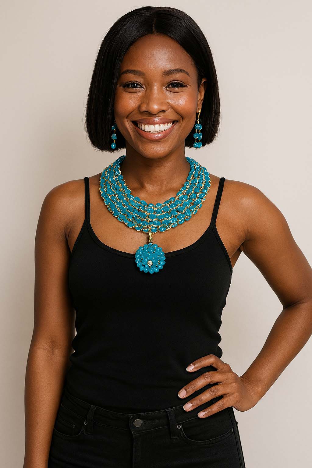 African Beads Jewelry Set | Crystal Chunky Necklace Bead