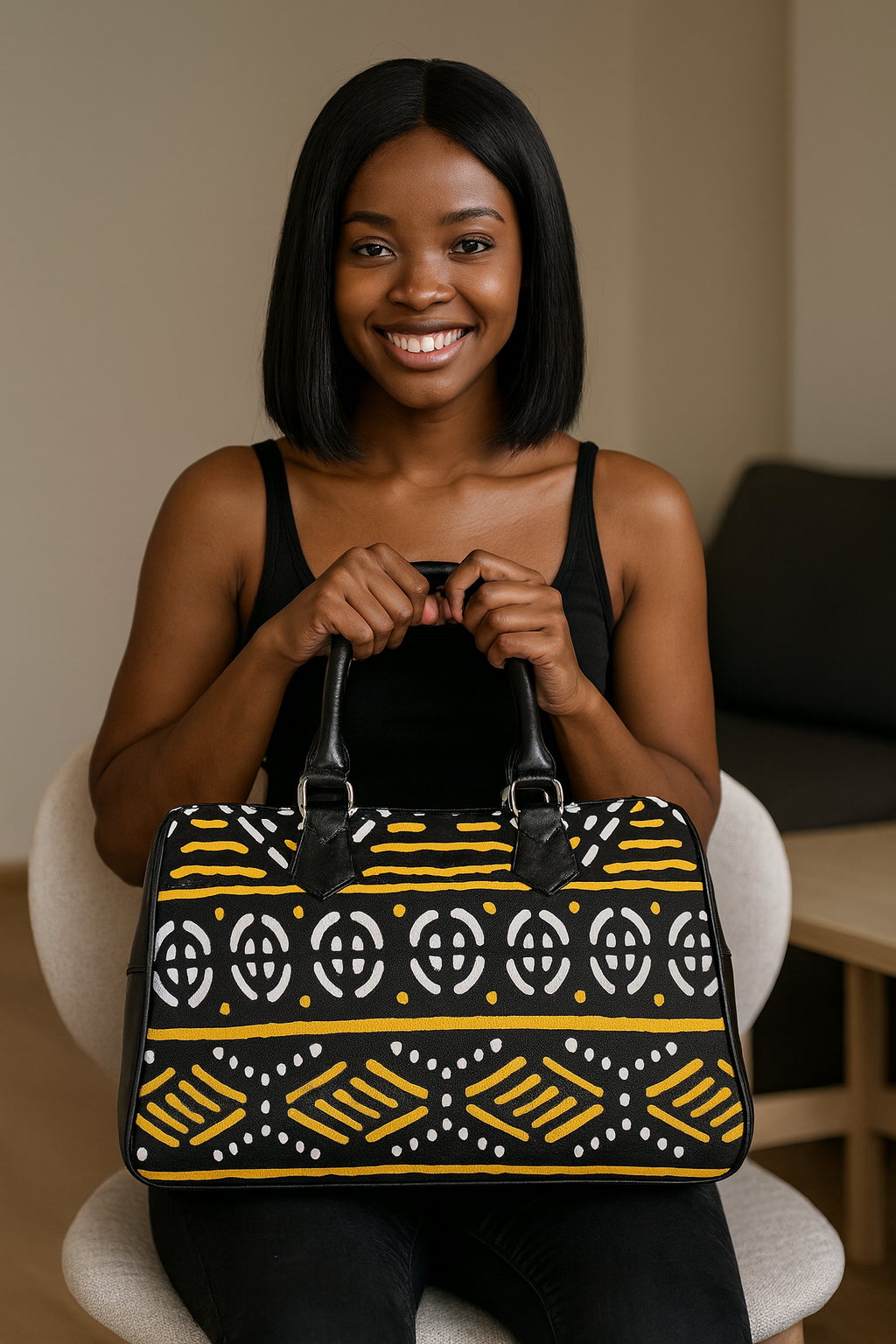 African Handbag Boston Bogolan Native Print