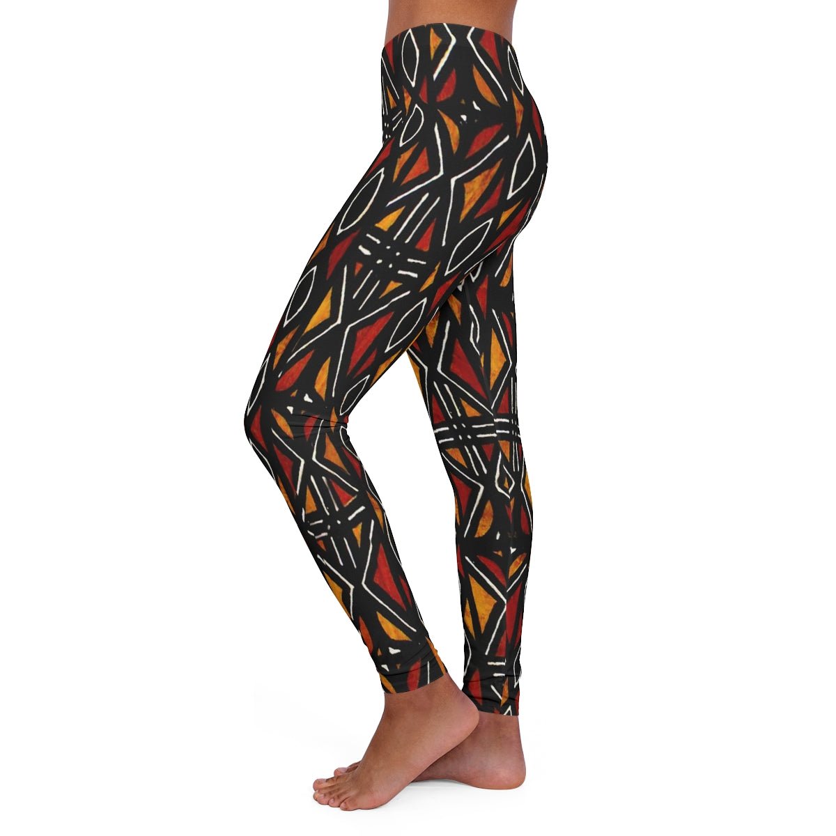 African Pattern Leggings Bogolan Print - Culturally Chic