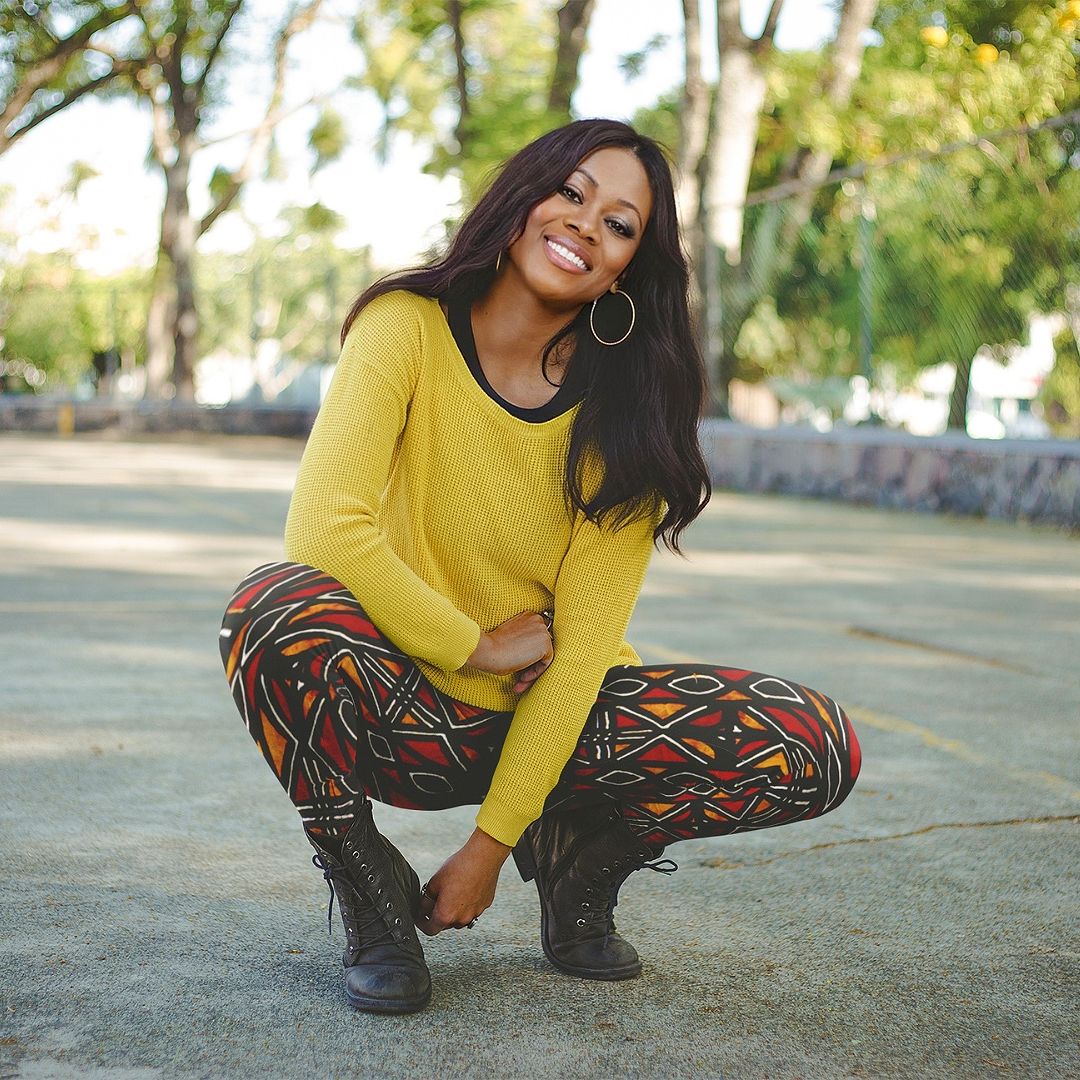 African Pattern Leggings Bogolan Print - Culturally Chic