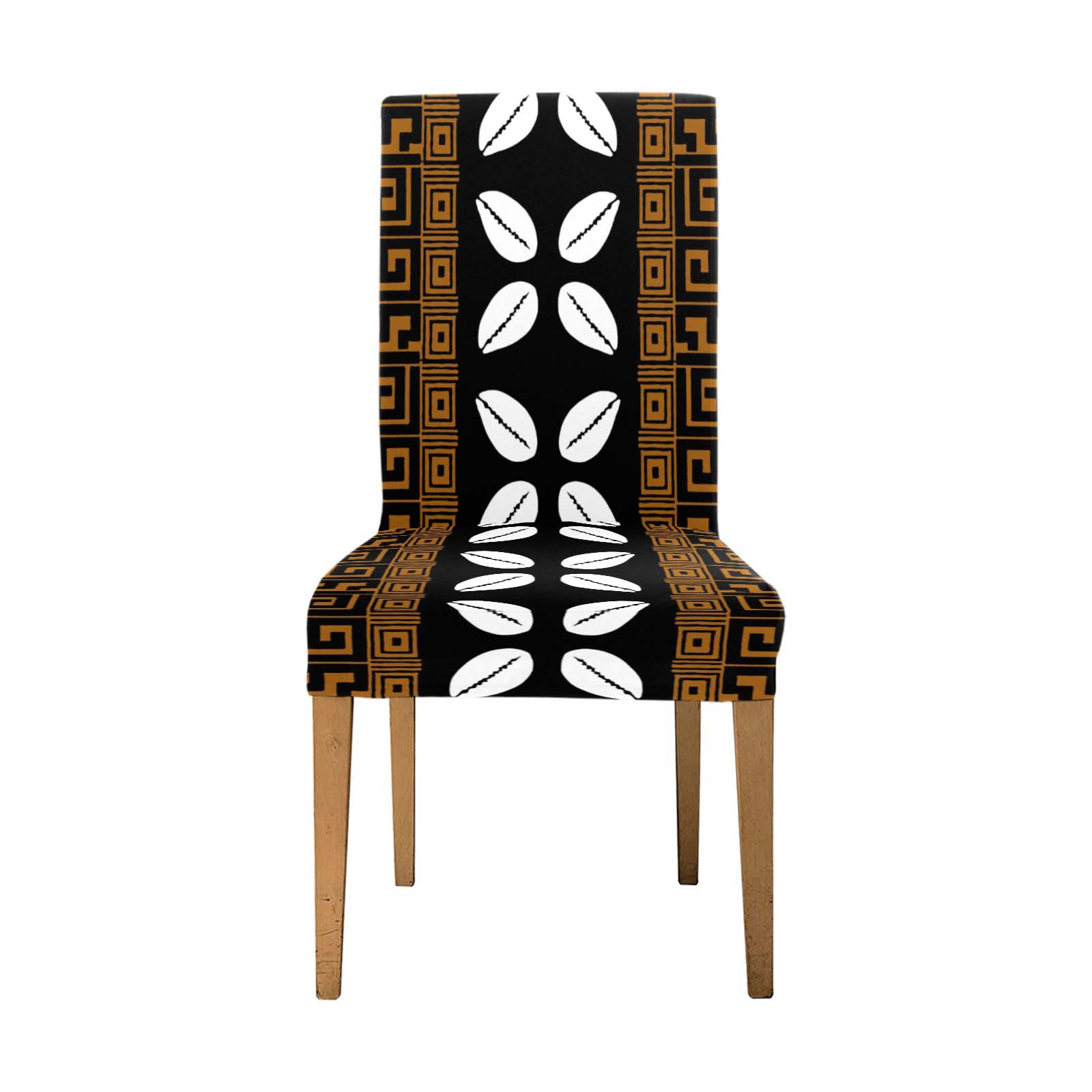 African Stretchy Chair Covers In Geometric Cowrie Print