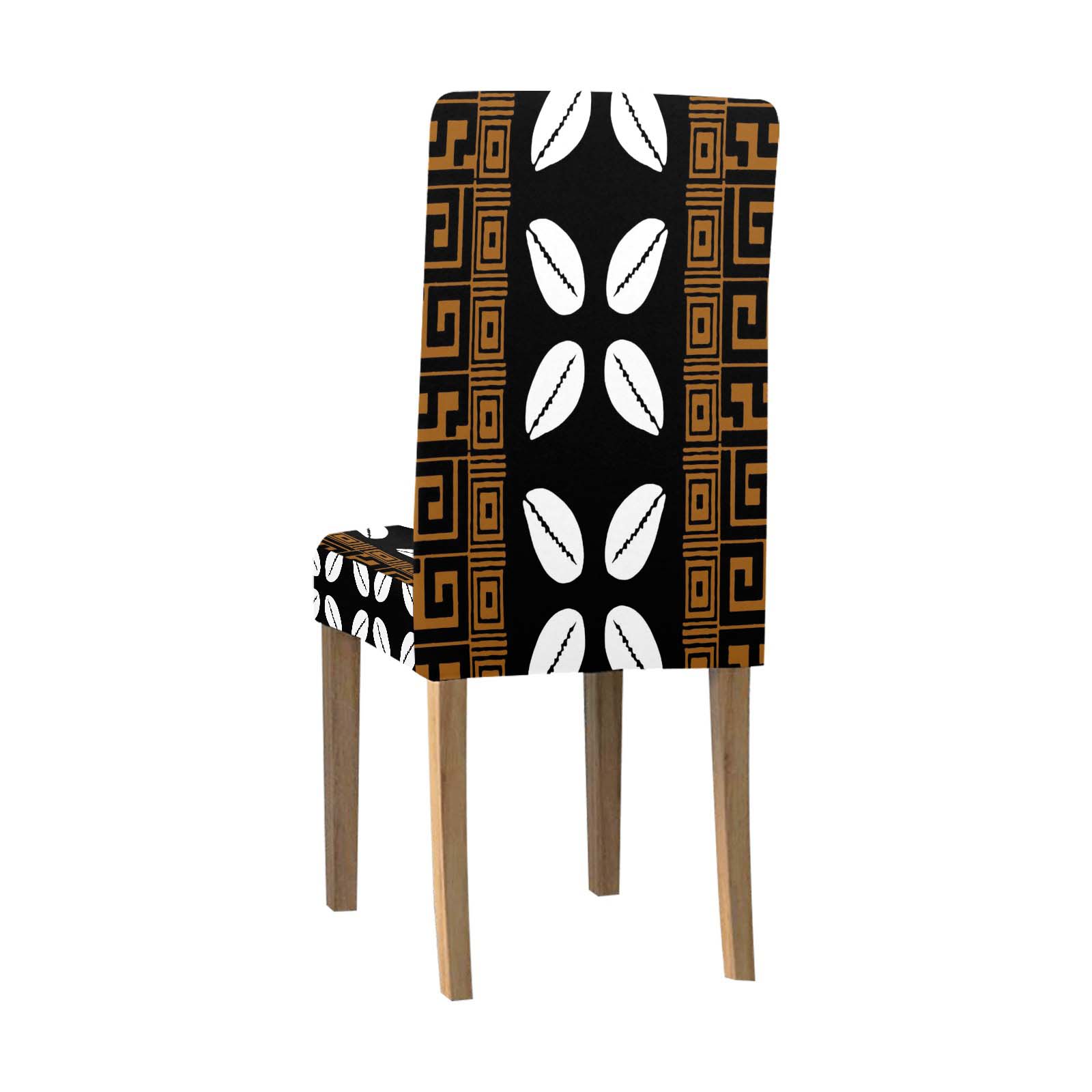 African Stretchy Chair Covers In Geometric Cowrie Print