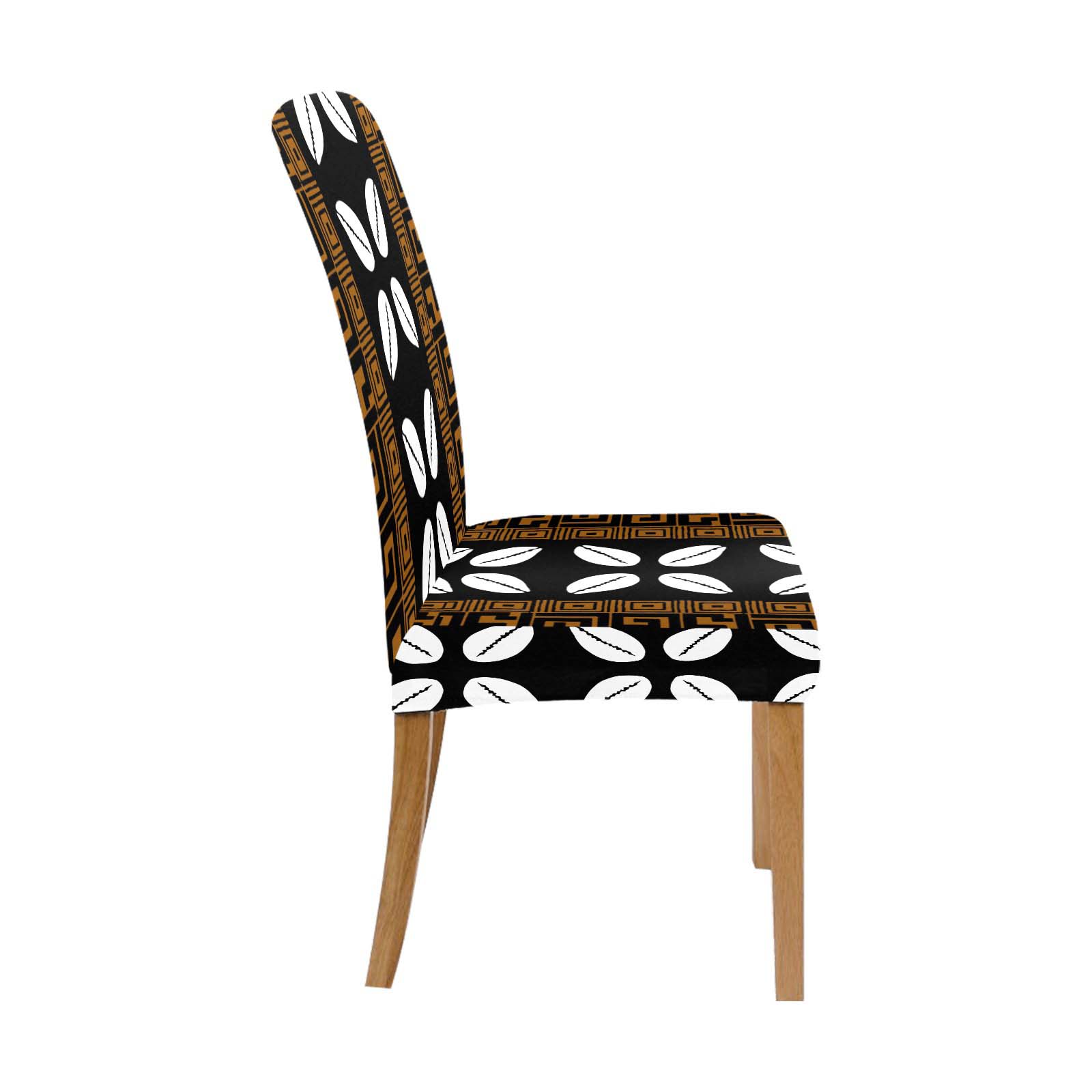 African Stretchy Chair Covers In Geometric Cowrie Print