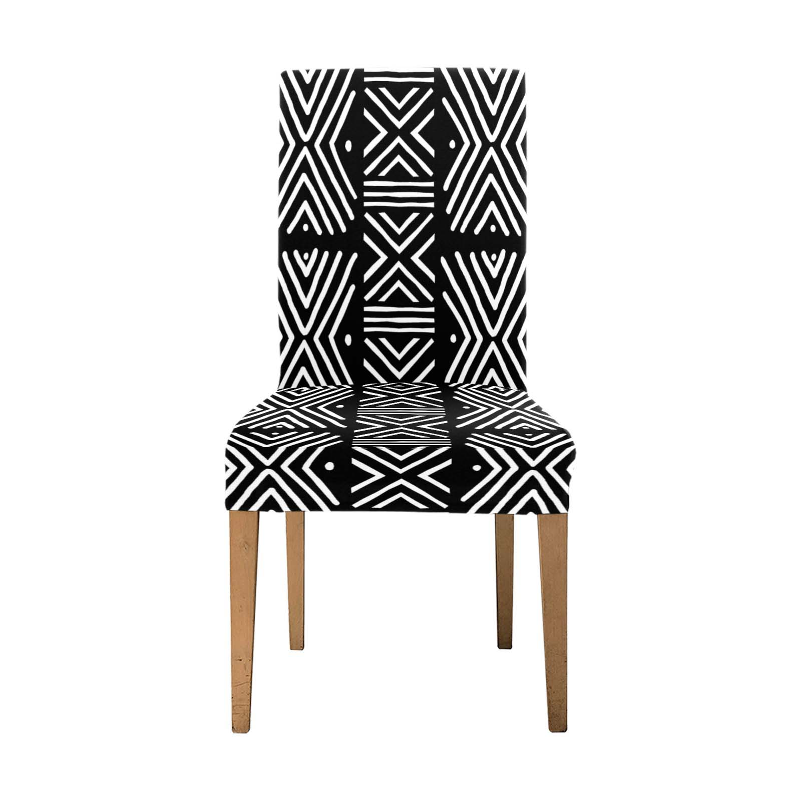 African Zigzag Black and White Chair Cover Mudcloth Print