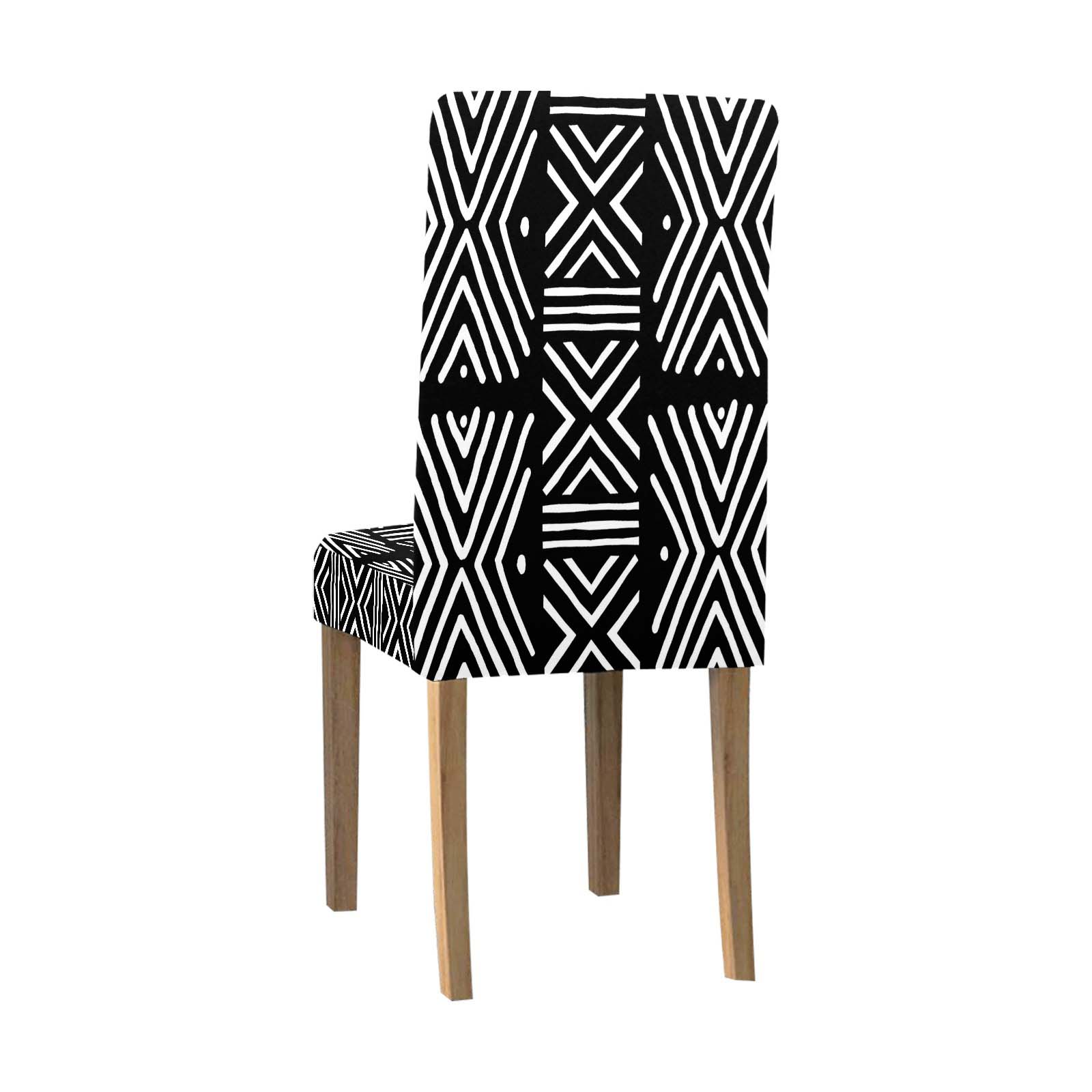 African Zigzag Black and White Chair Cover Mudcloth Print