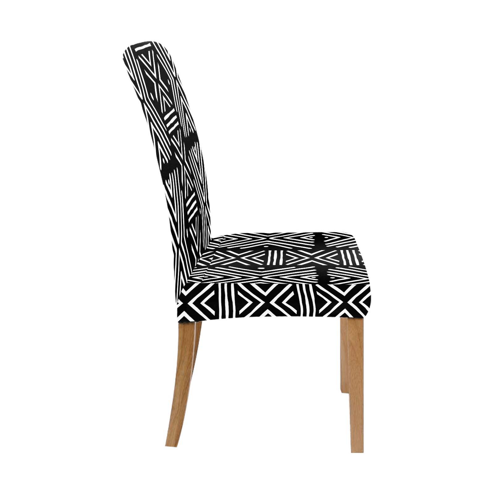 African Zigzag Black and White Chair Cover Mudcloth Print