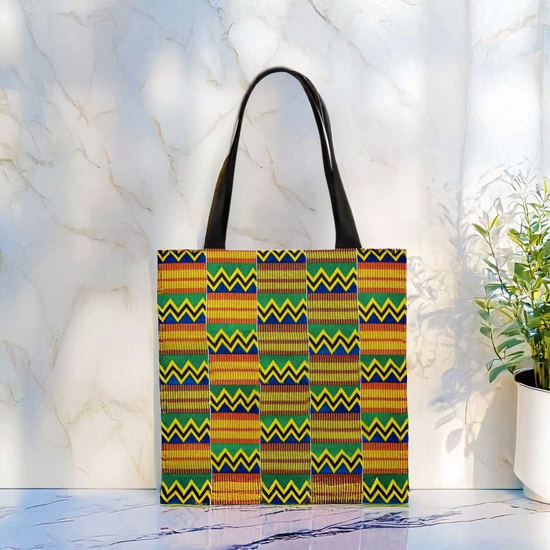 Afro Kente Cloth Bag Tote | Ghana Fashion | Large Capacity