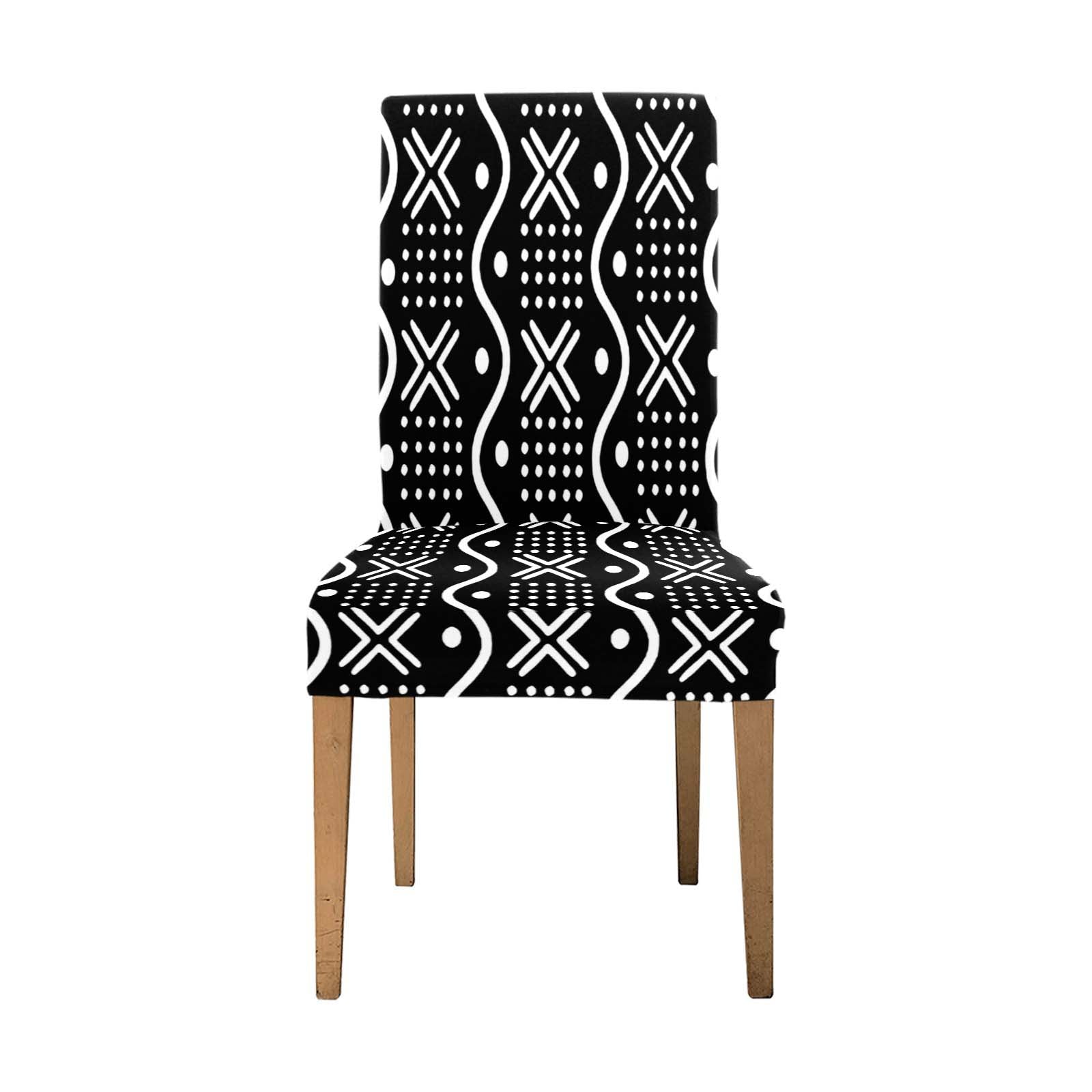 Afrocentric Black and White Dining Chair Covers | Tribal