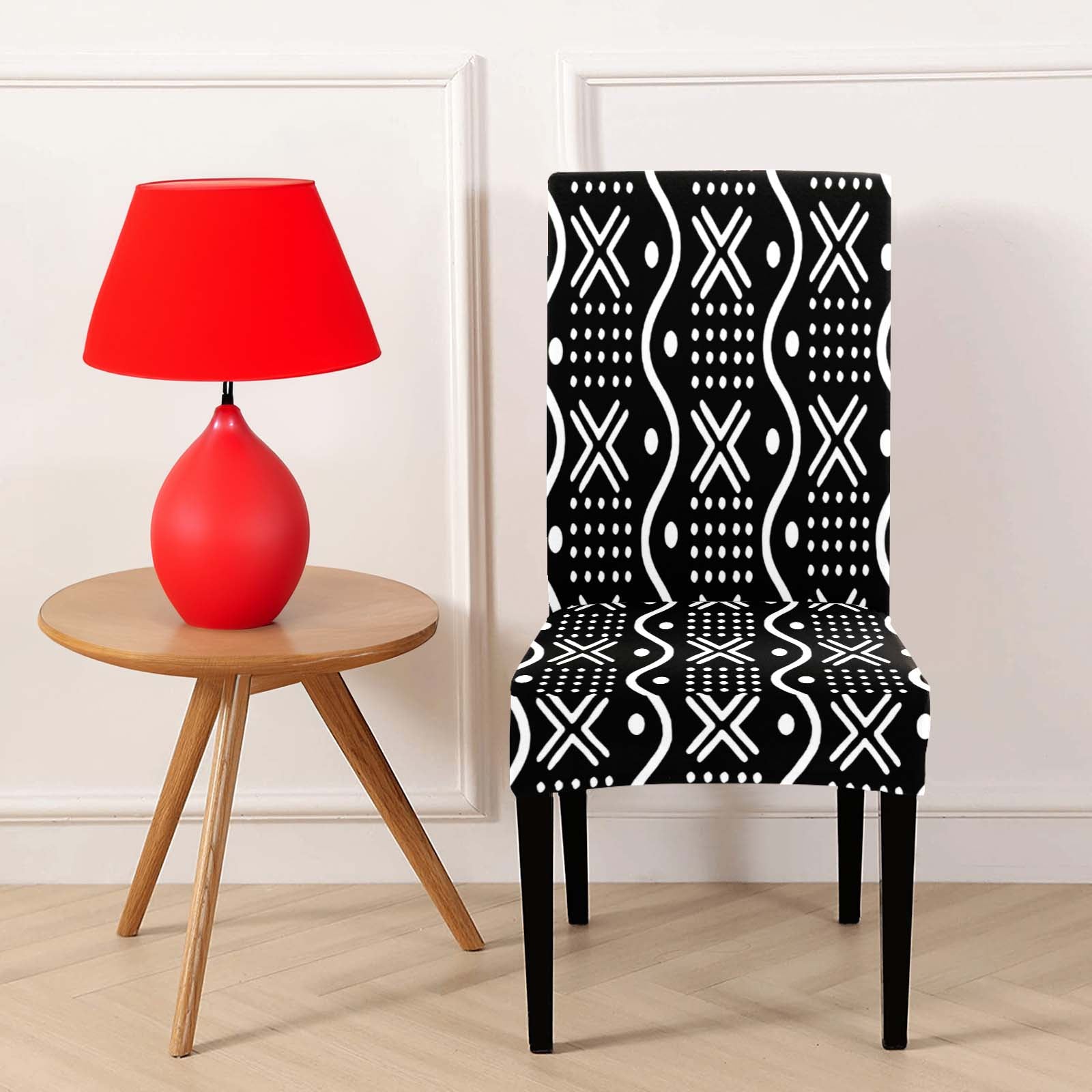 Afrocentric Black and White Dining Chair Covers | Tribal