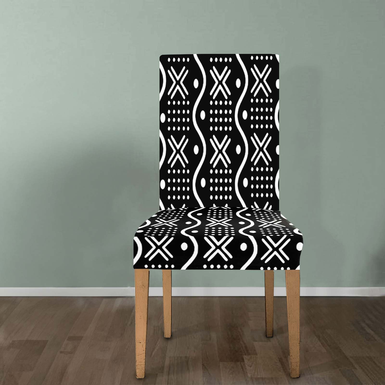 Afrocentric Black and White Dining Chair Covers | Tribal