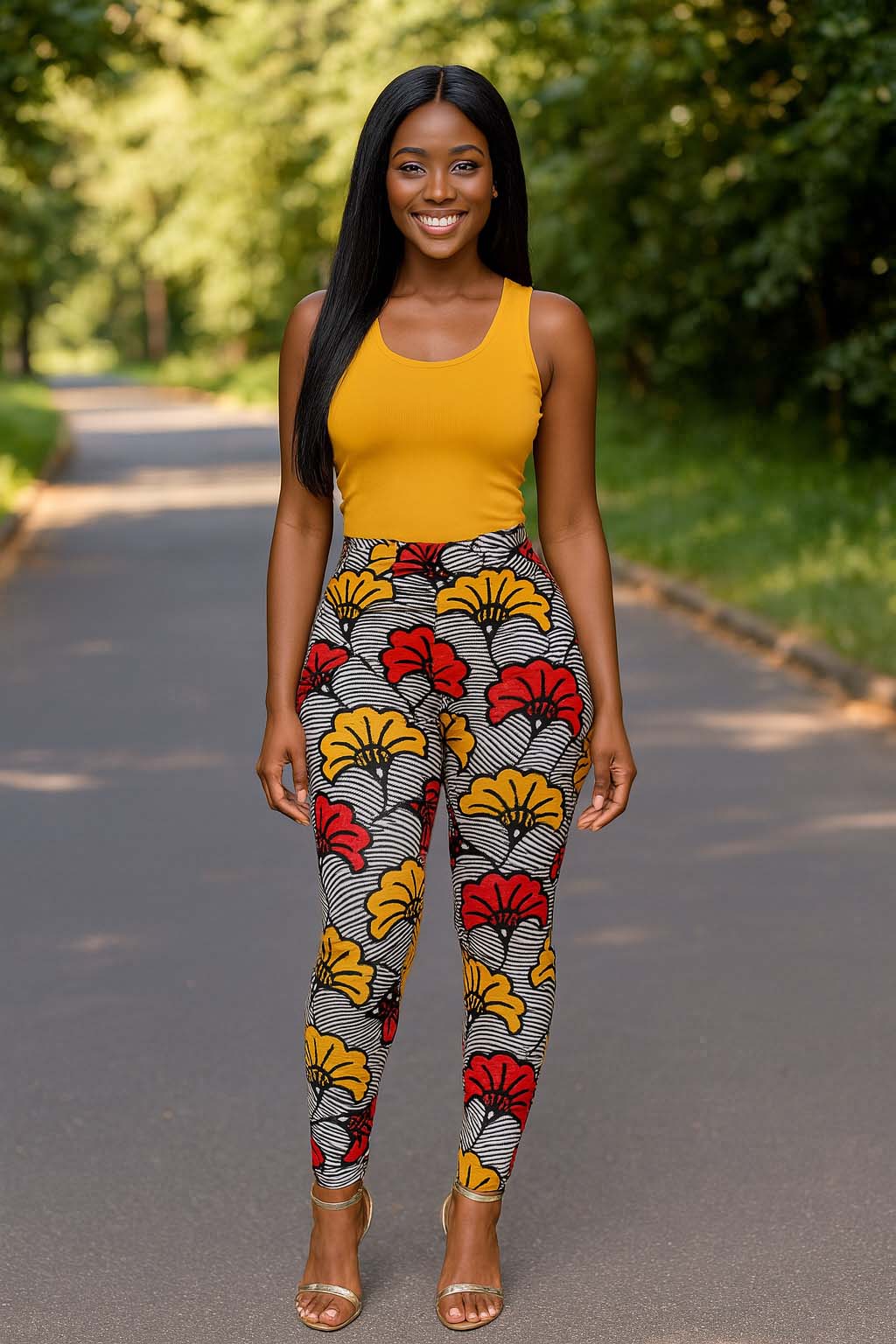 Ankara Leggings in Wedding Flower Print