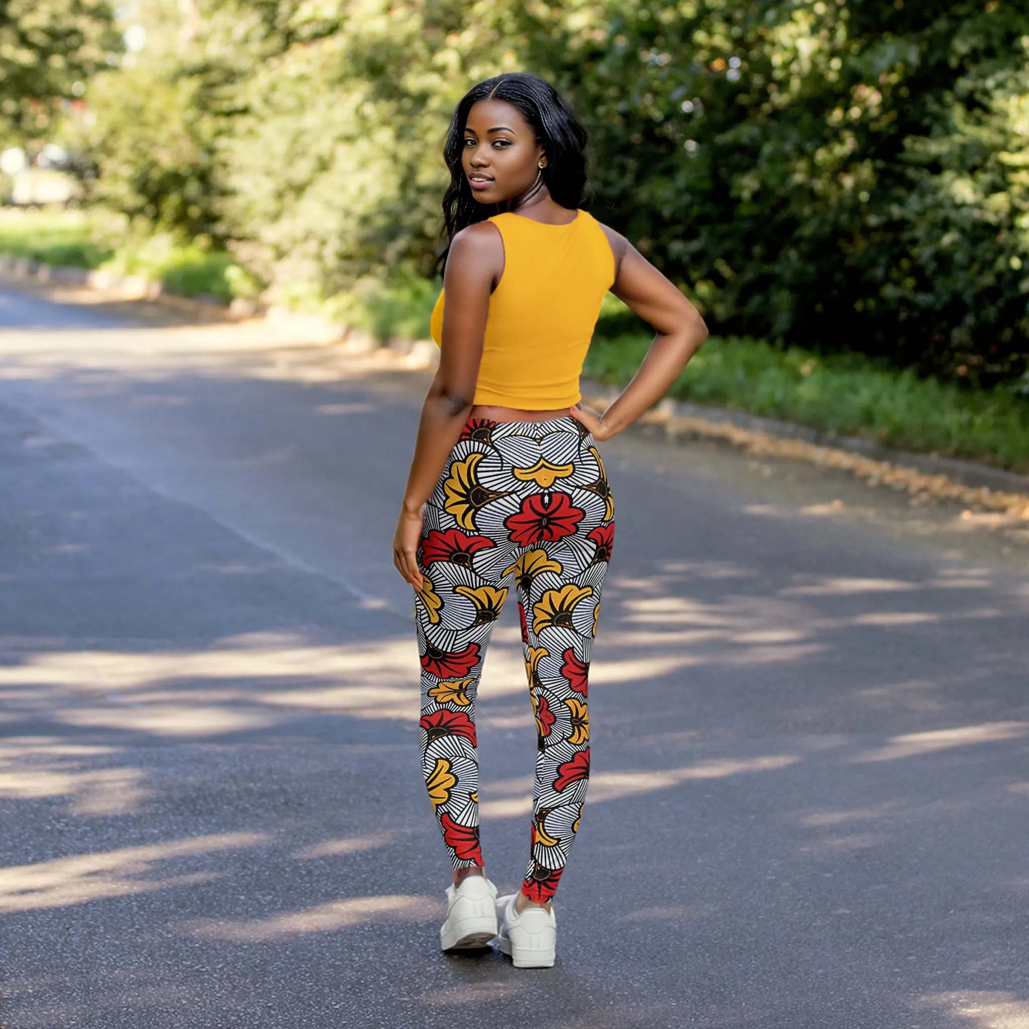 Ankara Leggings in Wedding Flower Print