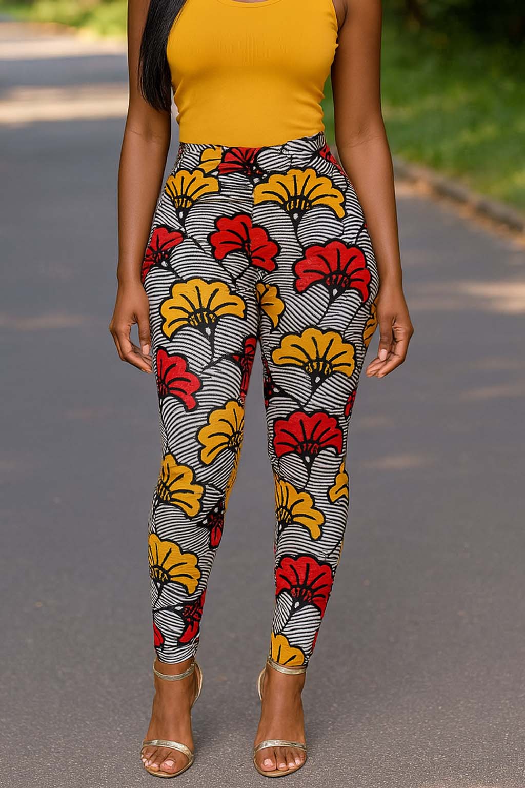 Ankara Leggings in Wedding Flower Print