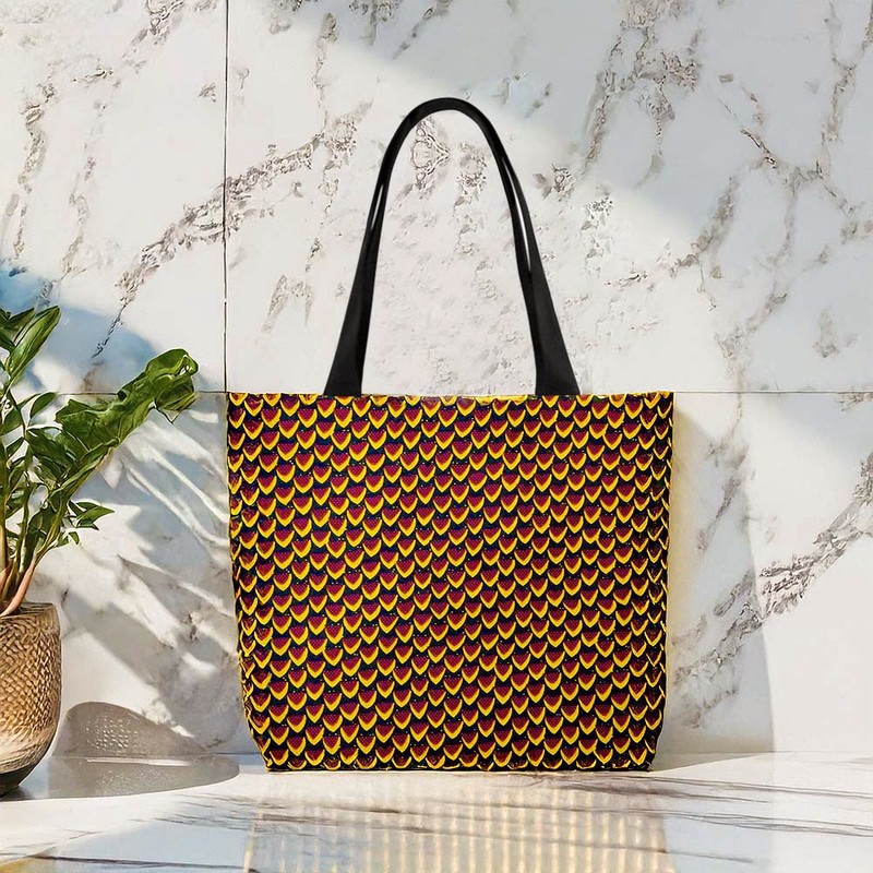 Ankara Wax Tote Bag Fish Scale Print | Afrocentric Fashion | Large Capacity