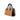 African Leather Handbag with Orange Mud Cloth Print - Bold & Luxurious