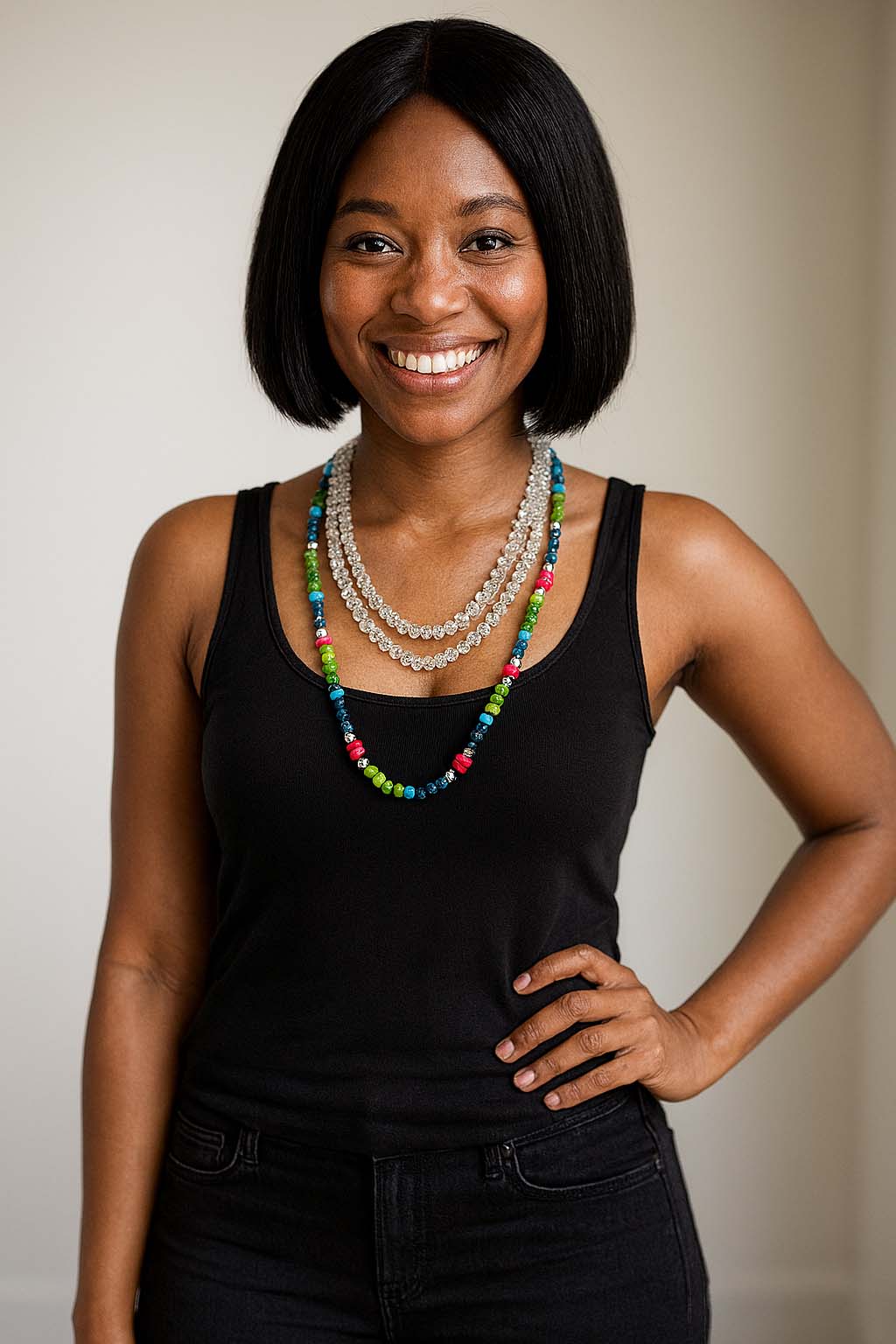 Beaded African Necklace | Colourfully Layered (Two In One)