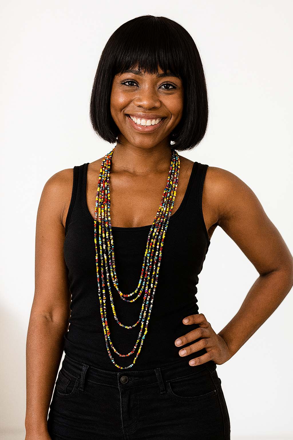 Beaded Necklace African Layered Long Multicoloured Jewelry