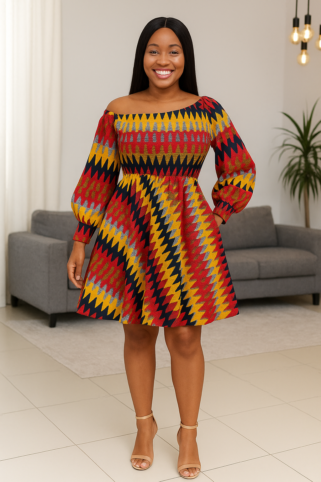 Bold-Sleeved African Off Shoulder Dress – Grace & Attitude