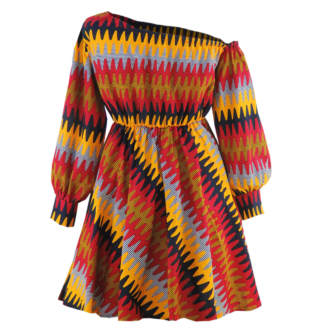 Bold-Sleeved African Off Shoulder Dress – Grace & Attitude