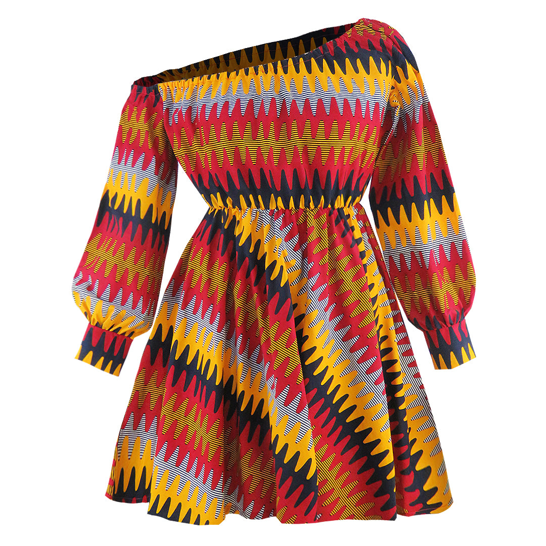 Bold-Sleeved African Off Shoulder Dress – Grace & Attitude