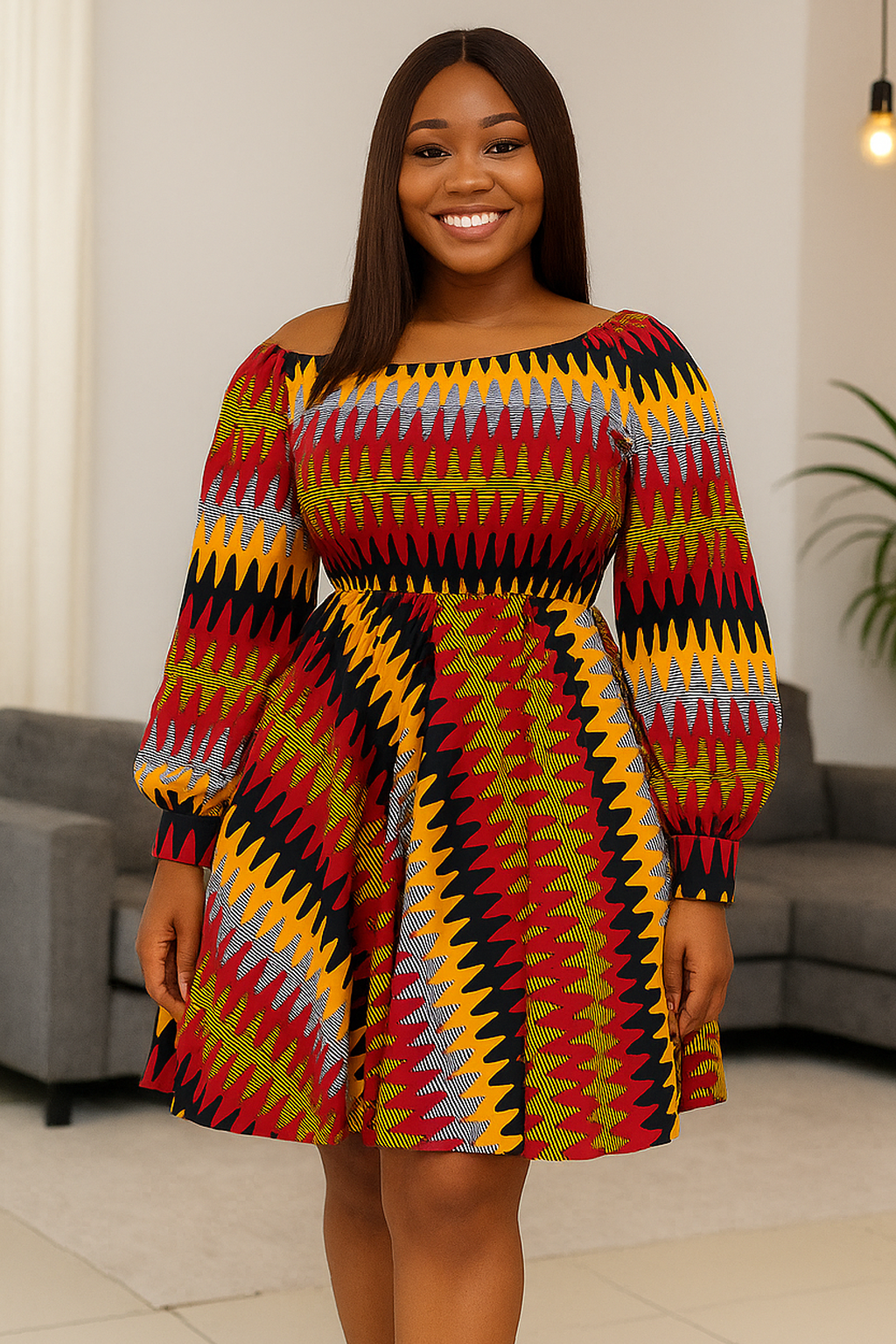Bold-Sleeved African Off Shoulder Dress – Grace & Attitude