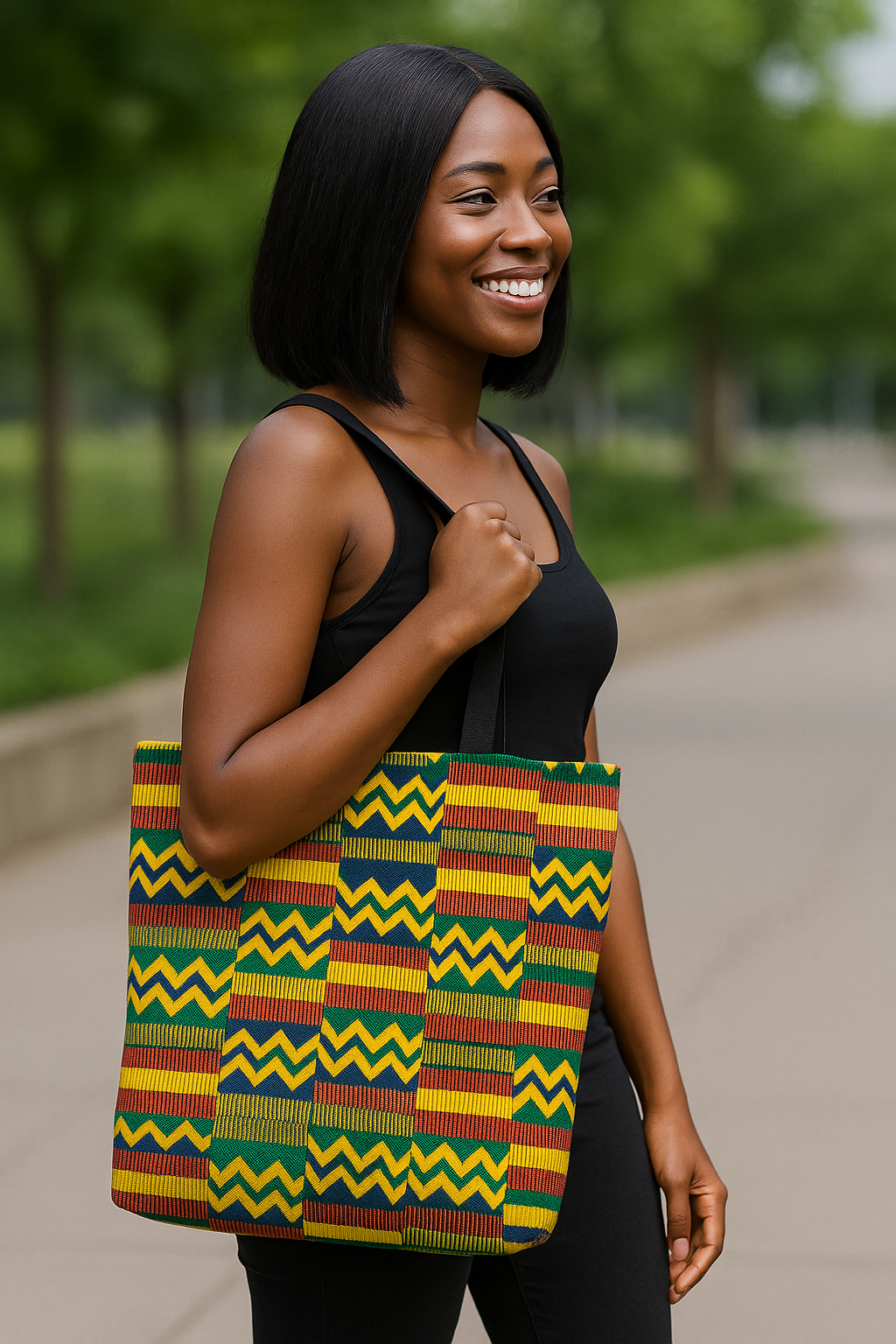 Afro Kente Cloth Bag Tote | Ghana Fashion | Large Capacity
