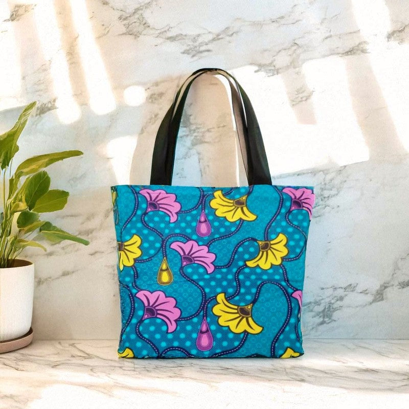 Colorful African Wax Tote Bag | Floral Fashion | Large Capacity
