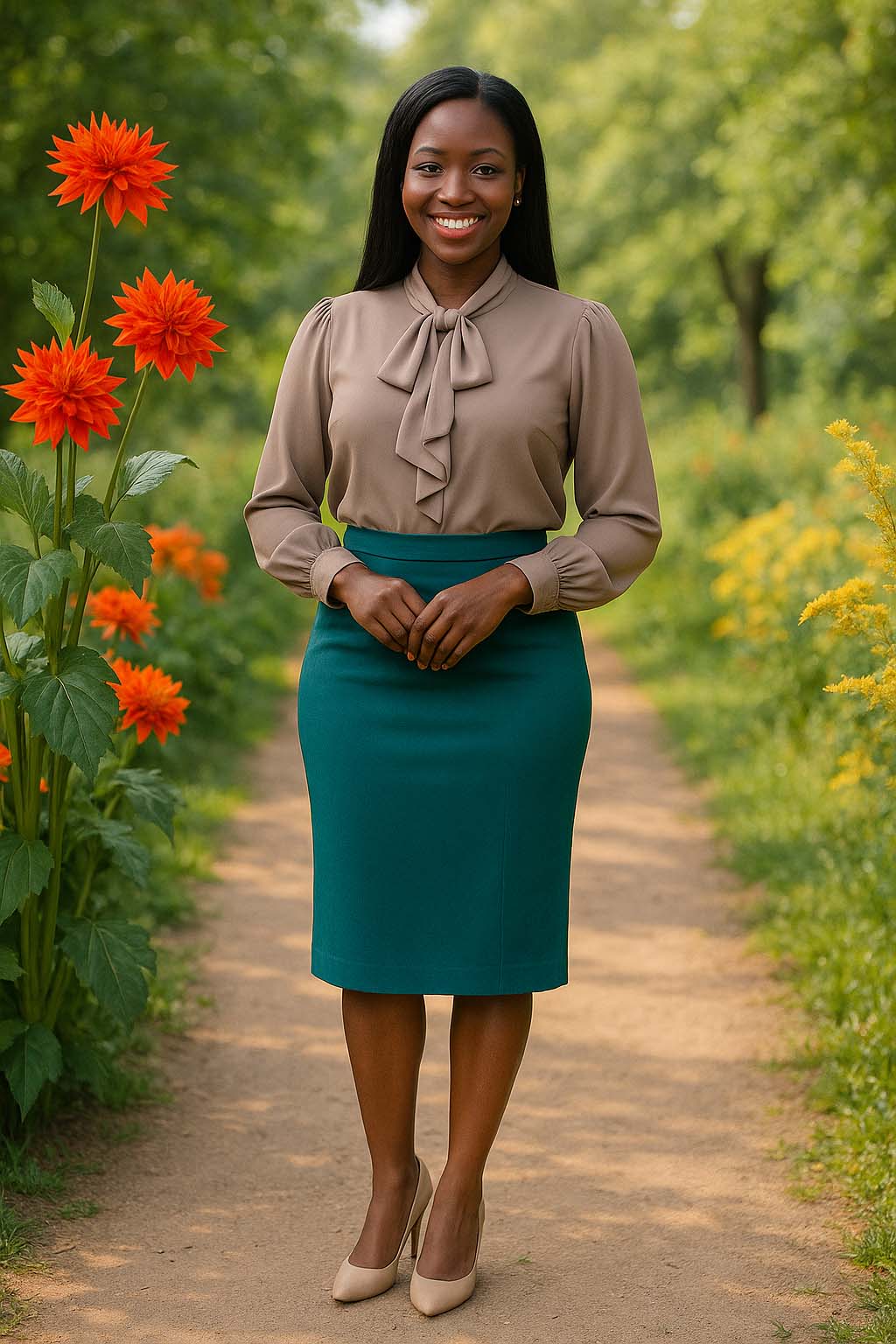 Cotton Pencil Skirt Turquoise Green Midi – Vibrant Elegance