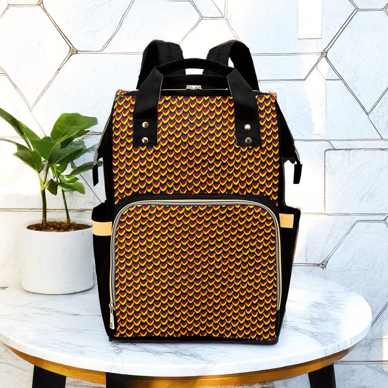 Fish Scale Print Ankara Backpack | Traditional Fashion