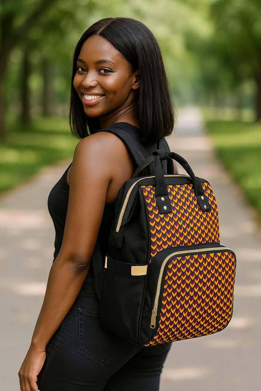 Fish Scale Print Ankara Backpack | Traditional Fashion