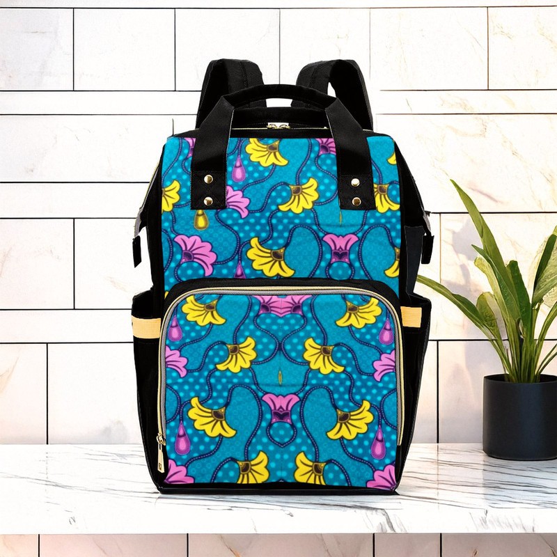 Floral Ankara Wax Print Afro Backpack | Native Fashion