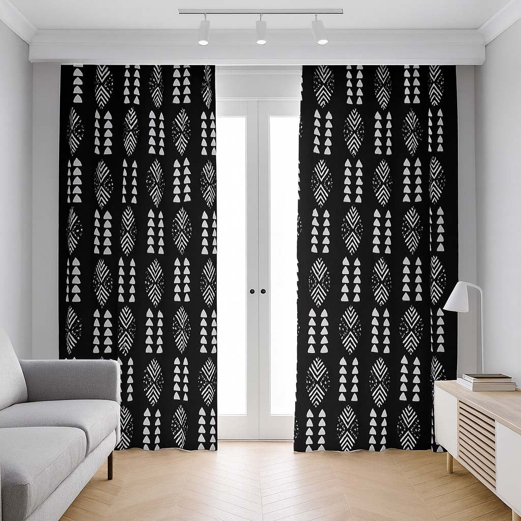 Geometric Afro Black and White Blackout Curtains (Two-Piece)