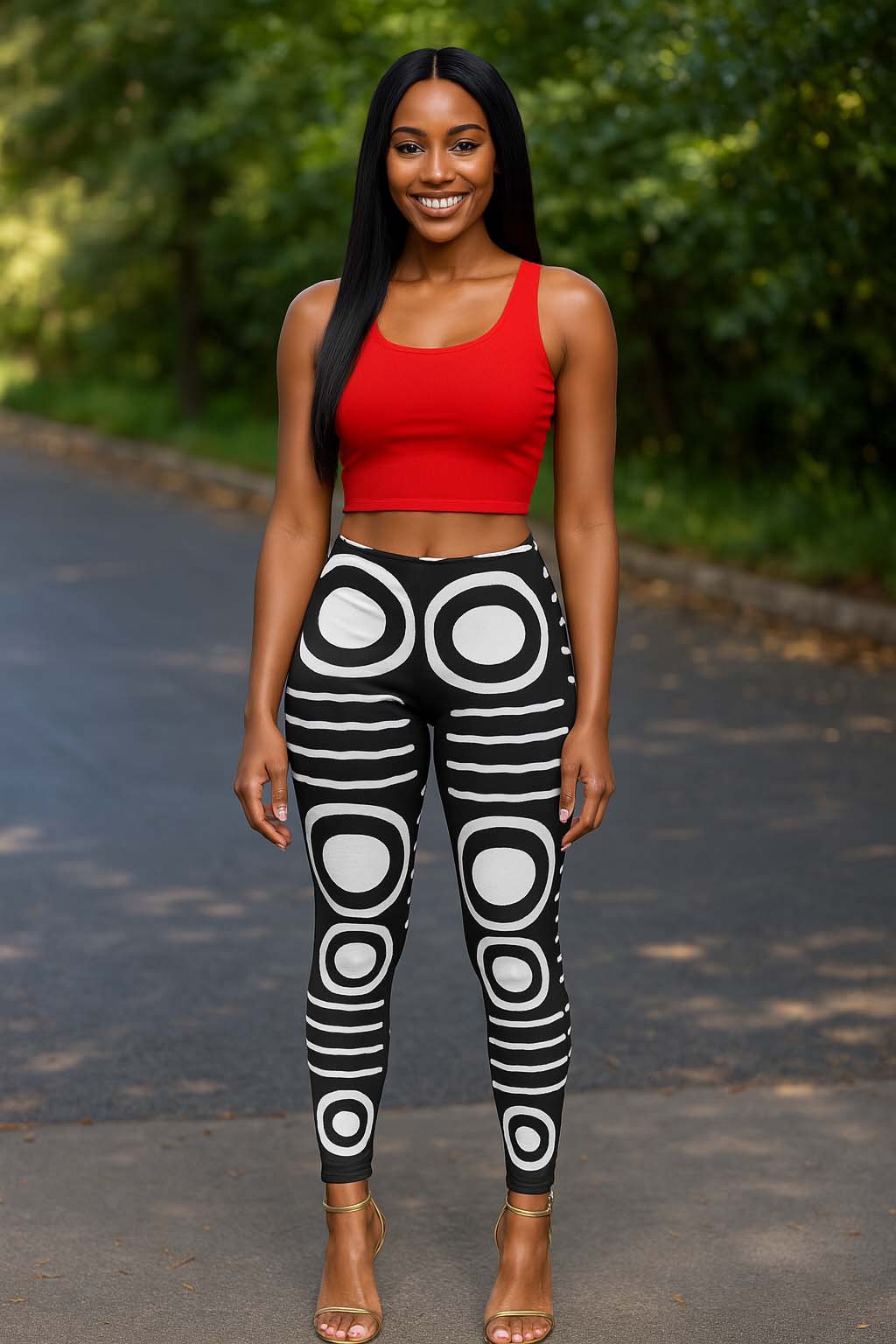 Geometric Print Leggings Traditional African Mandala Pattern