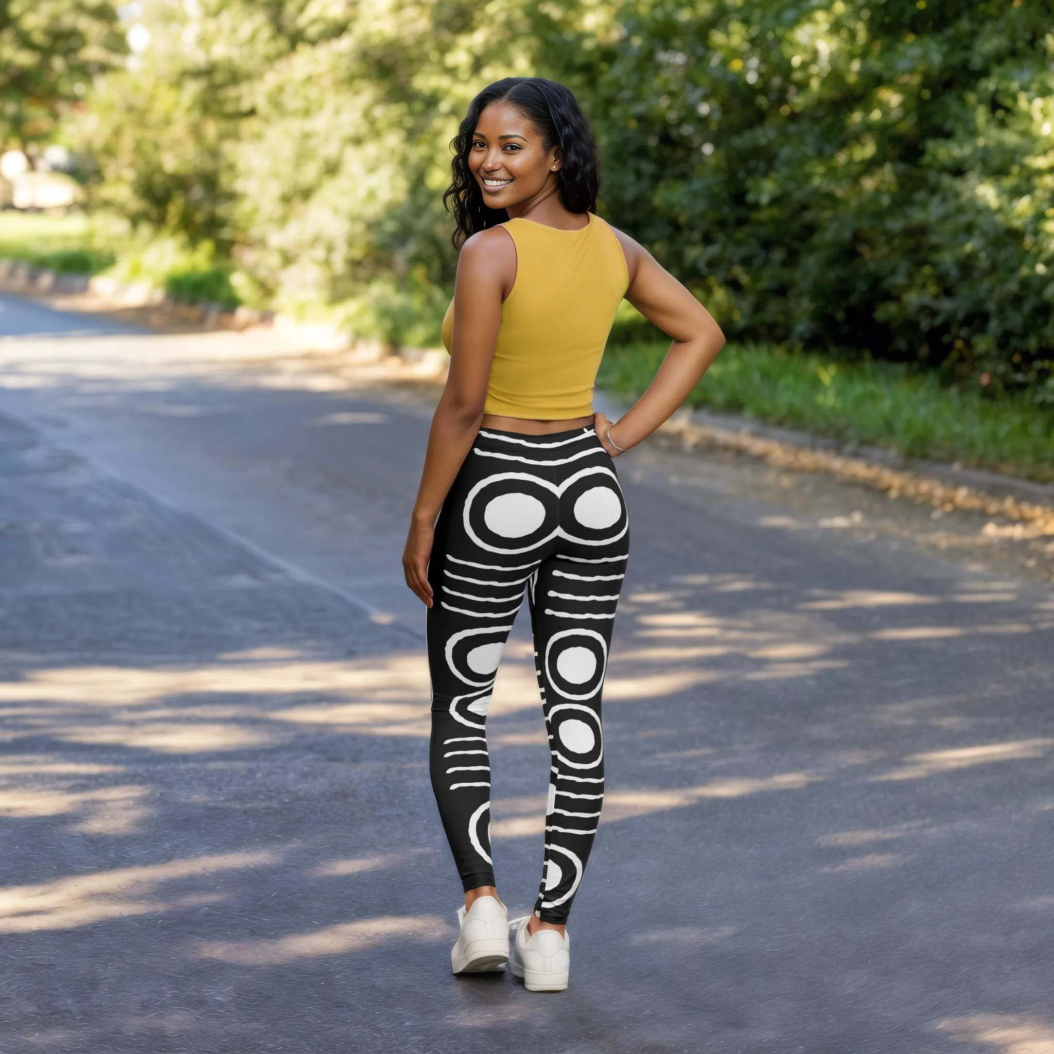 Geometric Print Leggings Traditional African Mandala Pattern