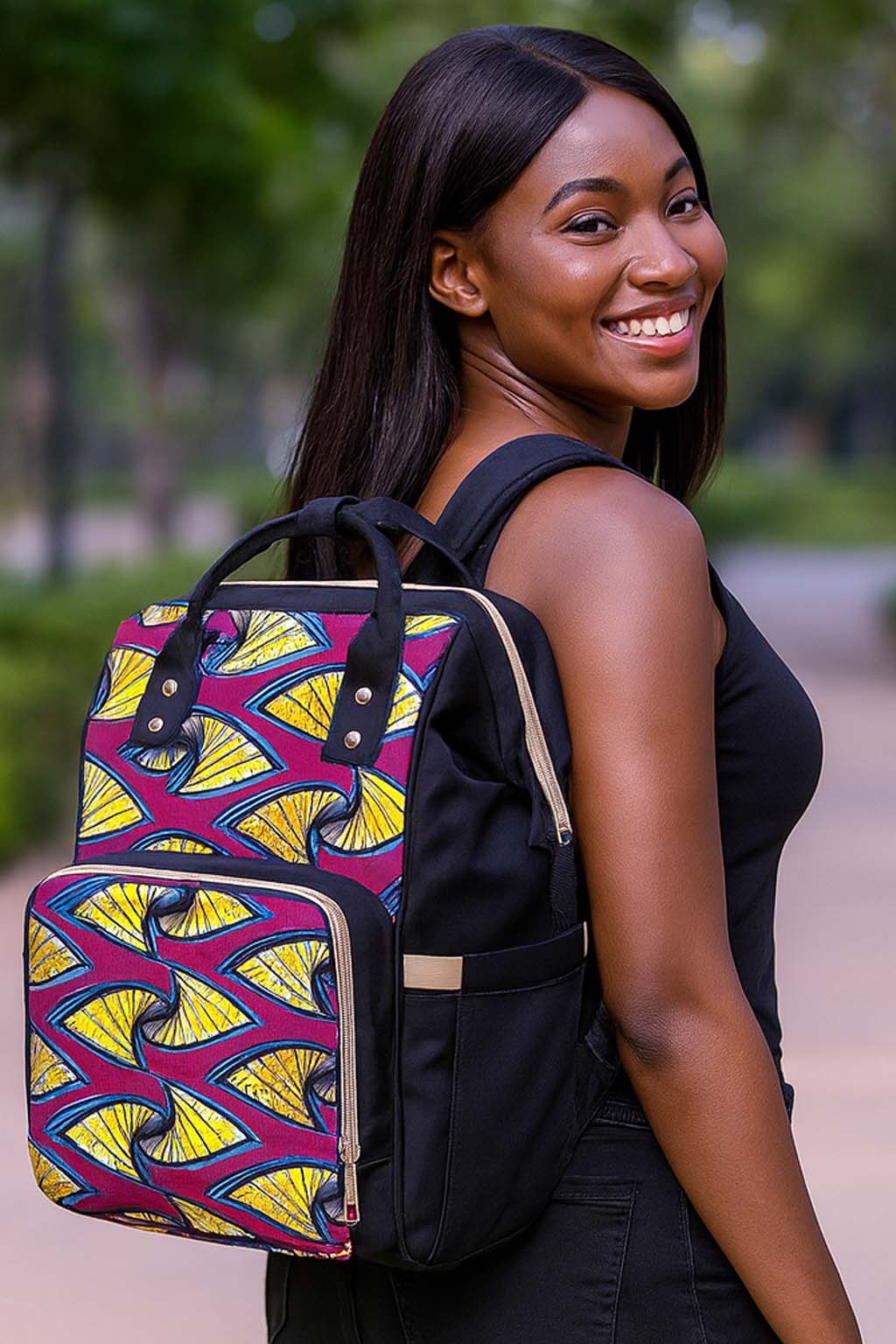 Geometrical Print Ankara Backpack | Afrocentric Fashion