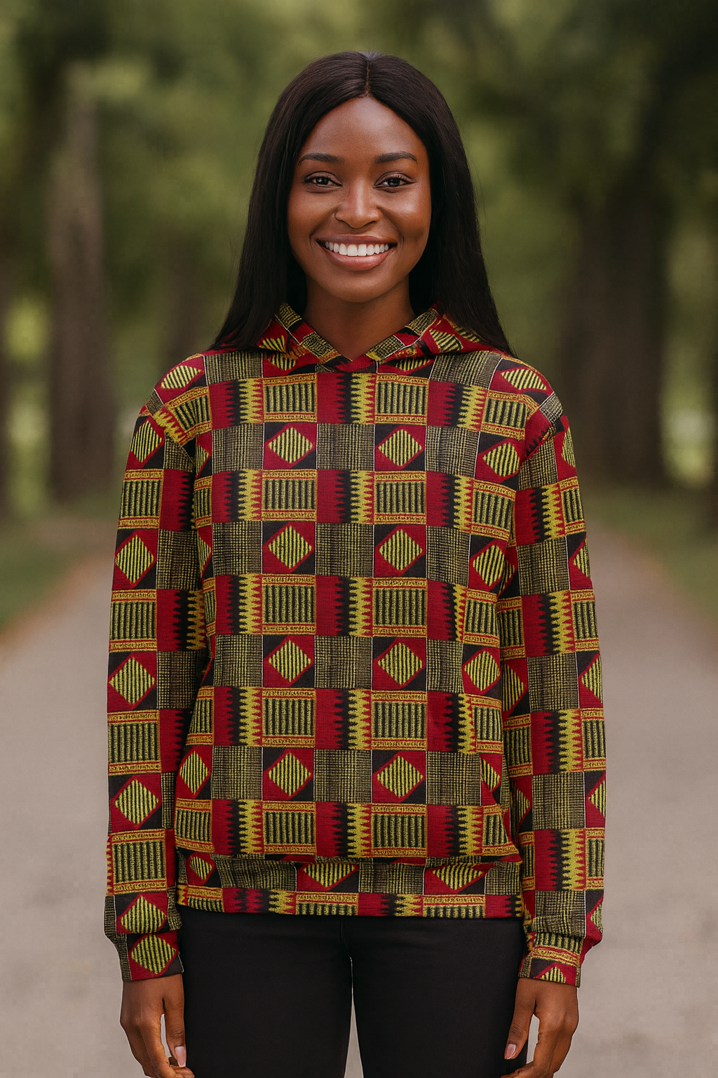 Kente African Hoodie for Women – Bold & Elegant