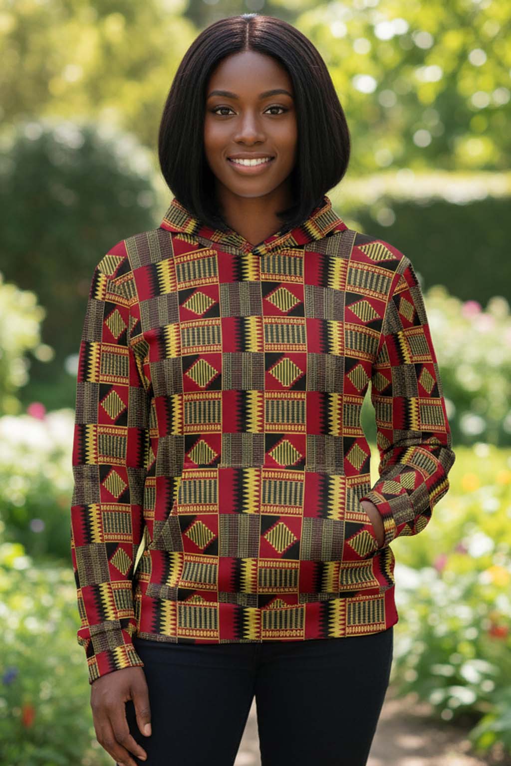 Kente African Hoodie for Women – Bold & Elegant