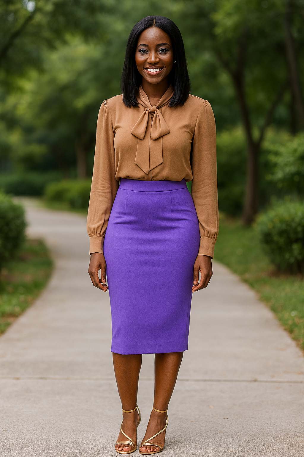 Lilac Pencil Skirt Midi – Tailored Comfort in Vibrant Hue