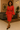 Minimalist Bell Sleeve Red Dress Faux Wrap Pencil Midi