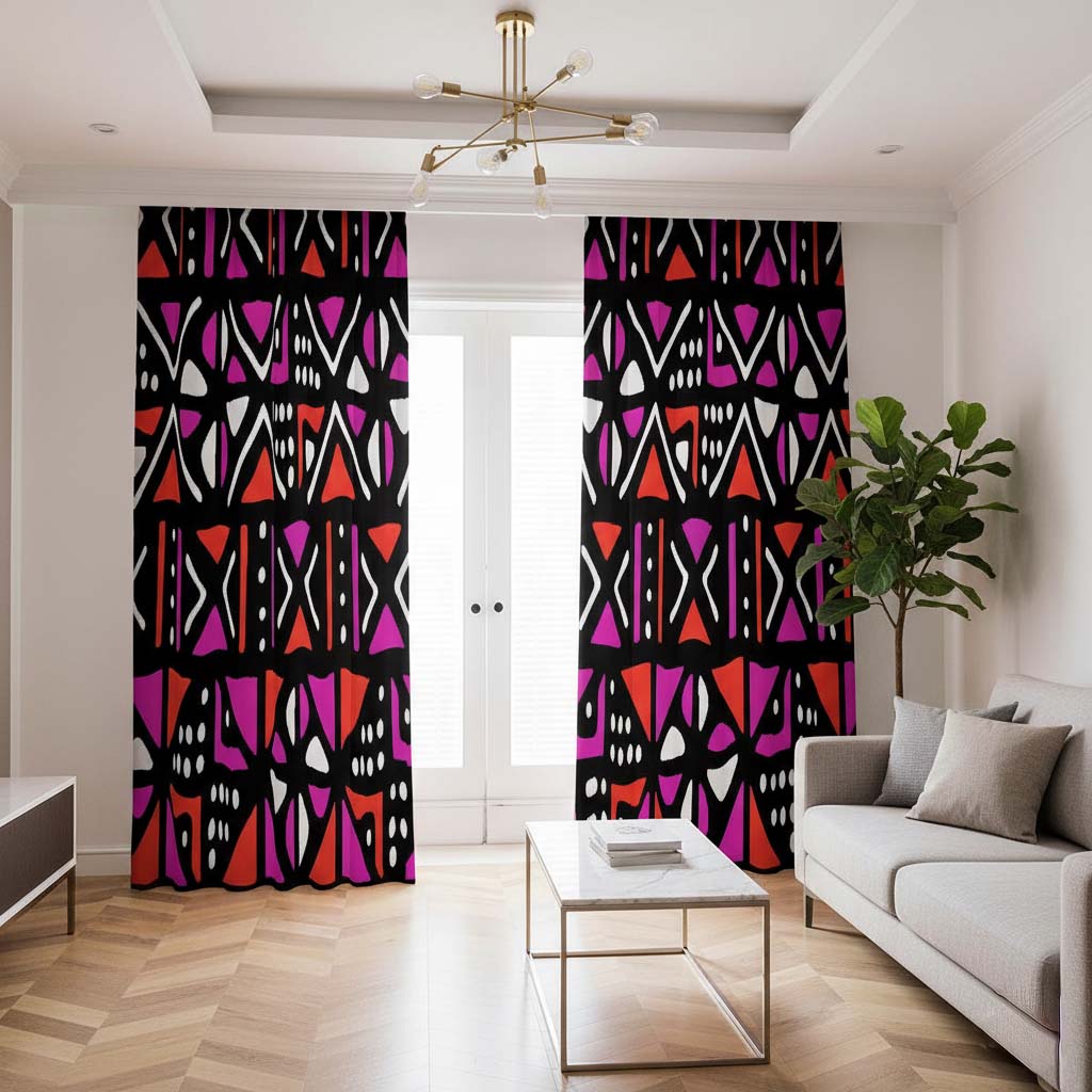 Mudcloth Colorful Blackout Curtains Pink (Two-Piece)