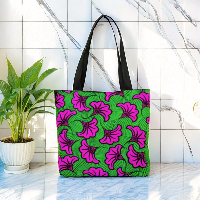 Multicolor African Wax Tote Bag | Flower Fashion | Large Capacity