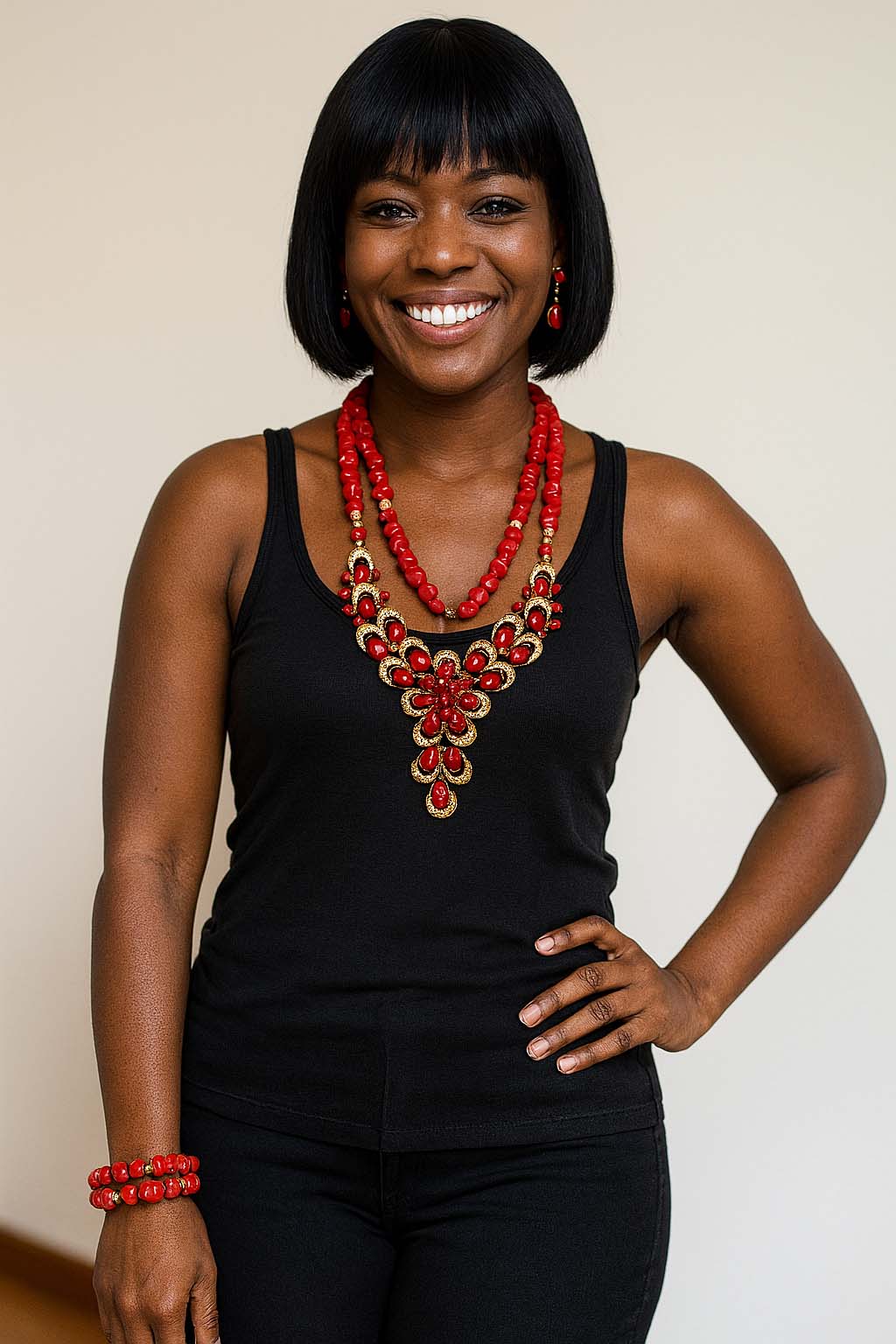 Nigerian African Traditional Necklace | Benin Coral Bead Set