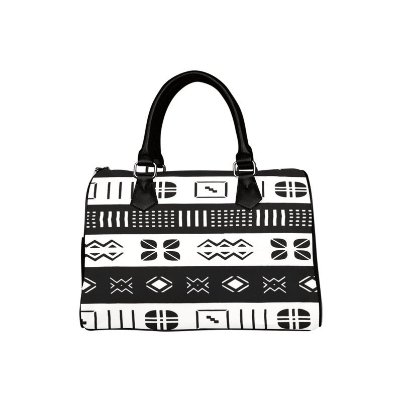 African Handmade Bag Boston Style – Mud Cloth Stripe Pattern