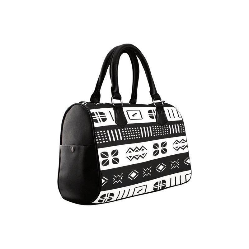African Handmade Bag Boston Style – Mud Cloth Stripe Pattern