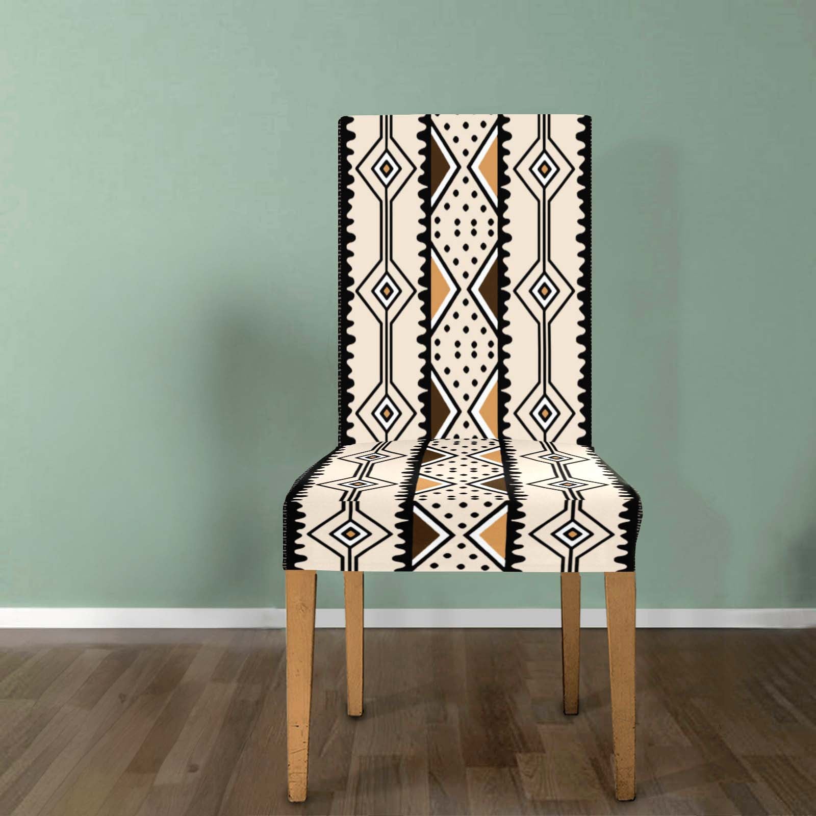 Traditional Mudcloth Removable Chair Covers | Beige Design