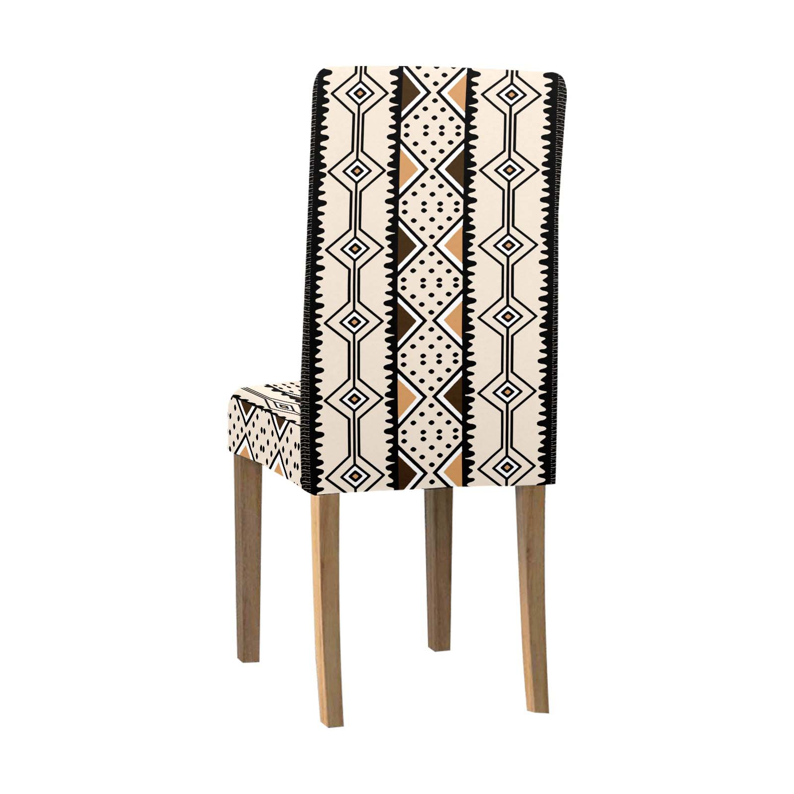 Traditional Mudcloth Removable Chair Covers | Beige Design
